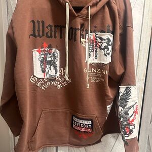 Warriorkin Brown Graphic Pullover Hoodie by